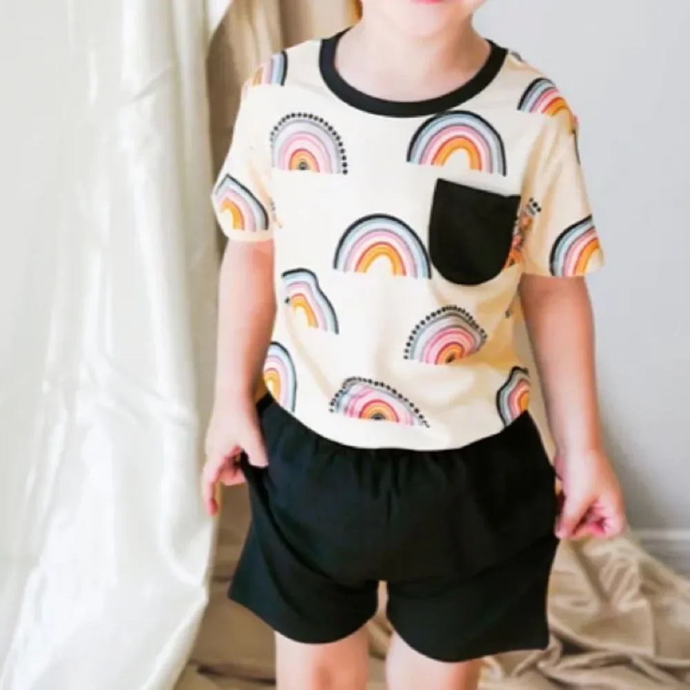 Birdie Bean Theo Tee-Shirt Set Blk shorts Multi Tee SZ 6T‎ NWT IN PACKAGING
